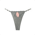 Tanga Colaless Ajustable De Encaje Gris