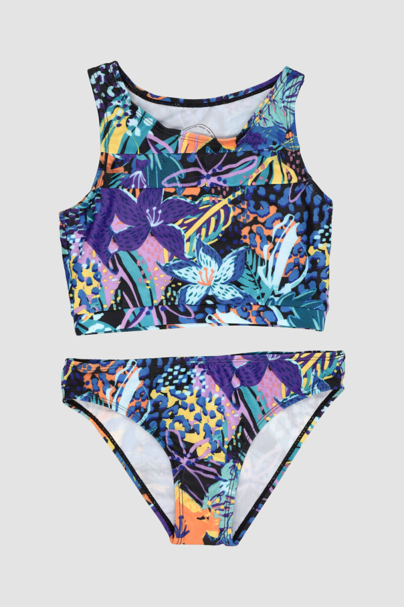 Bikini surf girl tricolor 6-16a Neon flowers