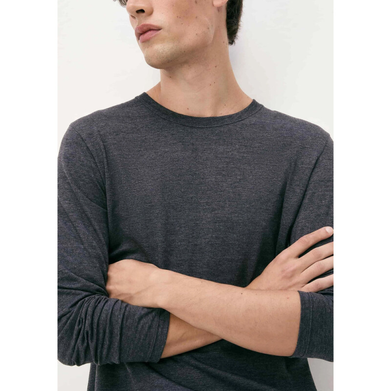 CAMISETA ML MASC PRETO MESCLA