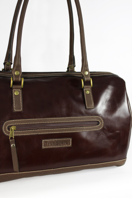 Medium Leather Travel Bag Dark Brown
