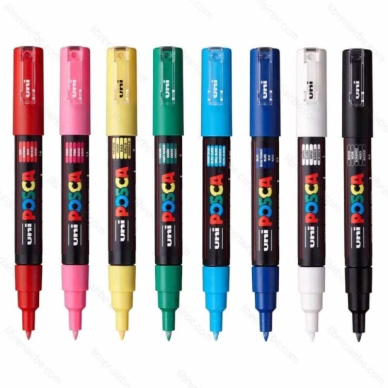 Marcadores uni-POSCA PC-1M (Punta Extra Fina 0.7 – 1 mm), en Estuche, Set de 8 Colores Marcadores uni-POSCA PC-1M (Punta Extra Fina 0.7 – 1 mm), en Estuche, Set de 8 Colores