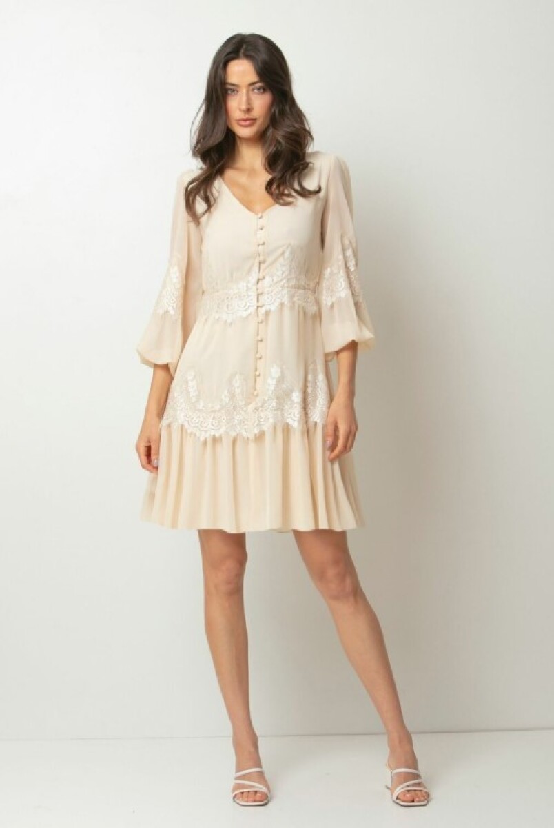 Vestido corto Pilar - Beige 