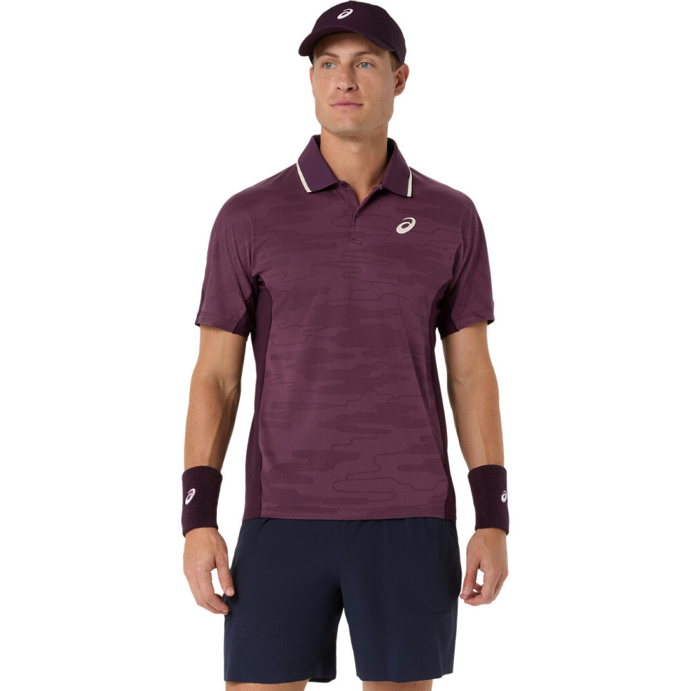 Polos Tenis Match Jacquard Polo SS Top Hombre Dark Aubergine