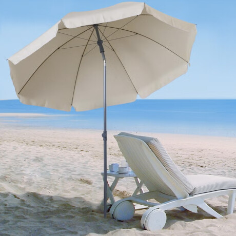 Sombrilla De Playa 2m Reforzada Mástil De Acero Reclinable Gris