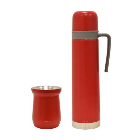 Kit Comet de Termo 750Ml c/Manija y Mate 160Ml en Acero Inox Rojo