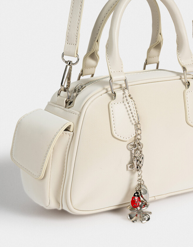 Bowling Cartera Bowling Con Charm - Blanco Crudo