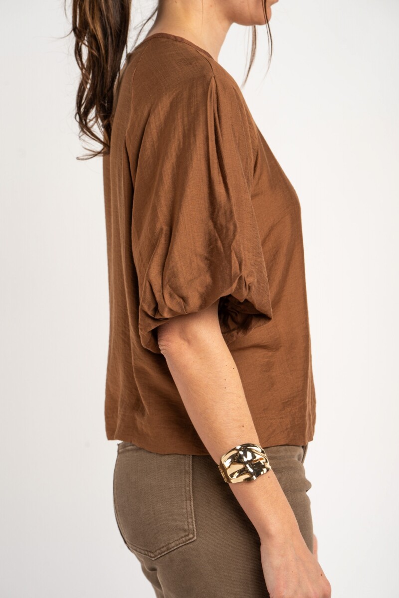 Blusa Mangas Balloon Moca