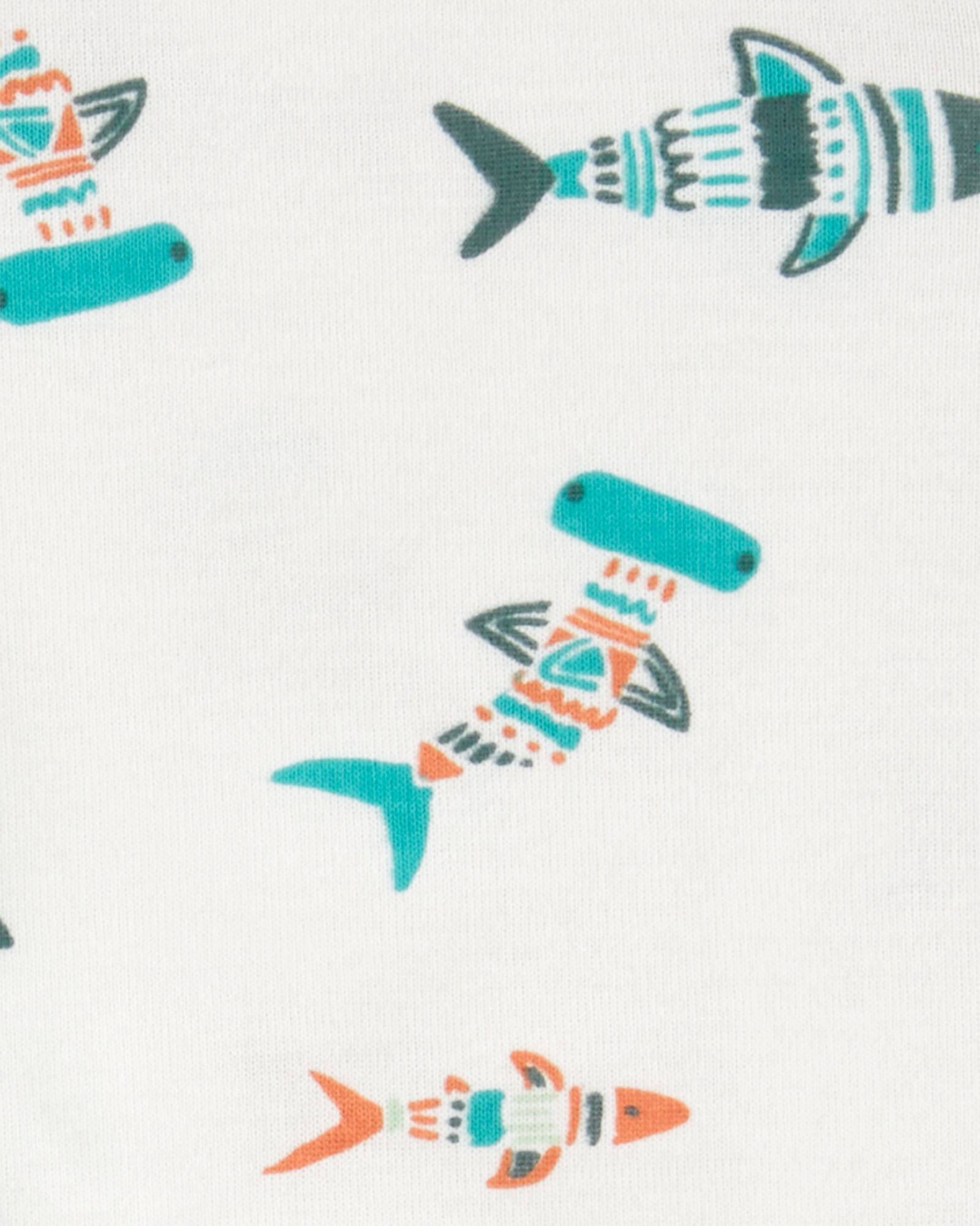 Set tres piezas de algodón, short, musculosa henley y body diseño peces Sin color