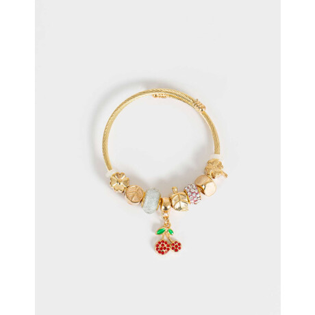 Pulsera Flexible Multucharm Frutas Dorado