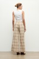 Pantalon wide leg escoces beige