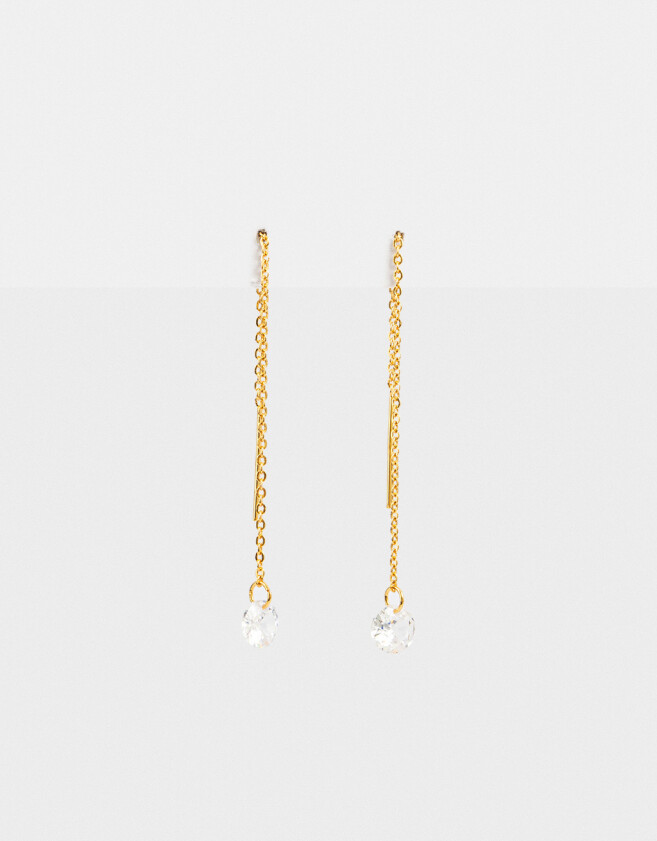 Aros Colgantes Largos Strass Crystal Aros Colgantes Largos Strass Crystal - Dorado