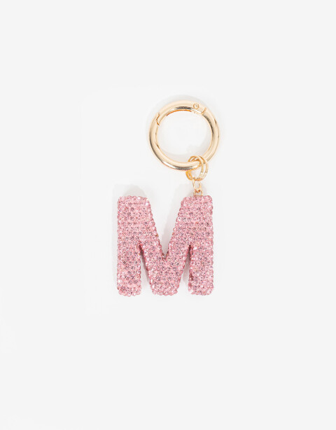 Llavero Strass Llavero Letra "m" De Strass - Fucsia Medio