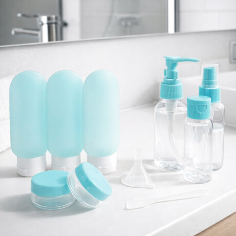 Set de 8 frasquitos de silicona para viaje Verde