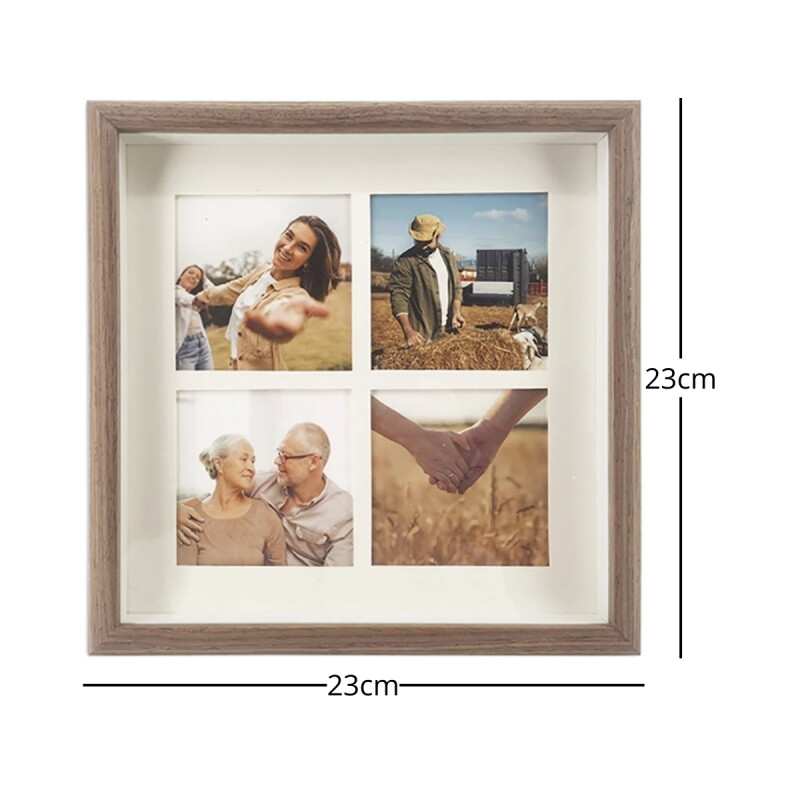 Portarretrato cuadro para cuatro fotos 27x27cm cuadrado MADERA