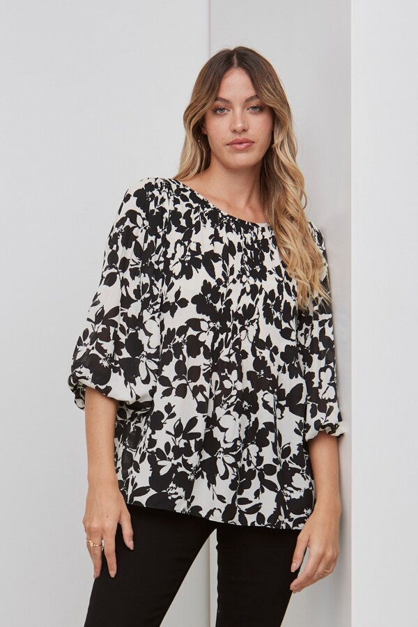 Blusa Plisada NEGRO/CRUDO