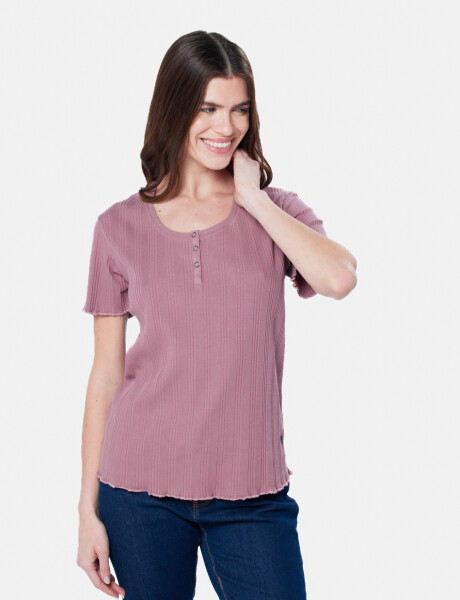 REMERA RIB CON BOTONES Rosado