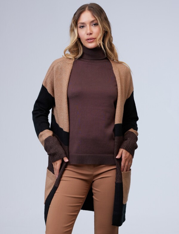Cardigan Colorblock MULTI/TOSTADO