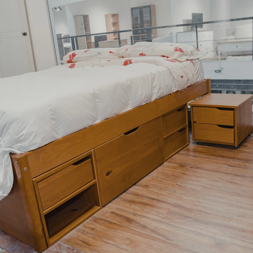 Cama 2 plazas con Cajones - Charme - Linea Funcional Amendoa