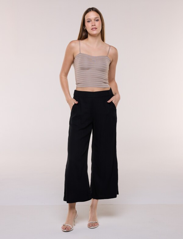 Pantalón Lino Crop NEGRO