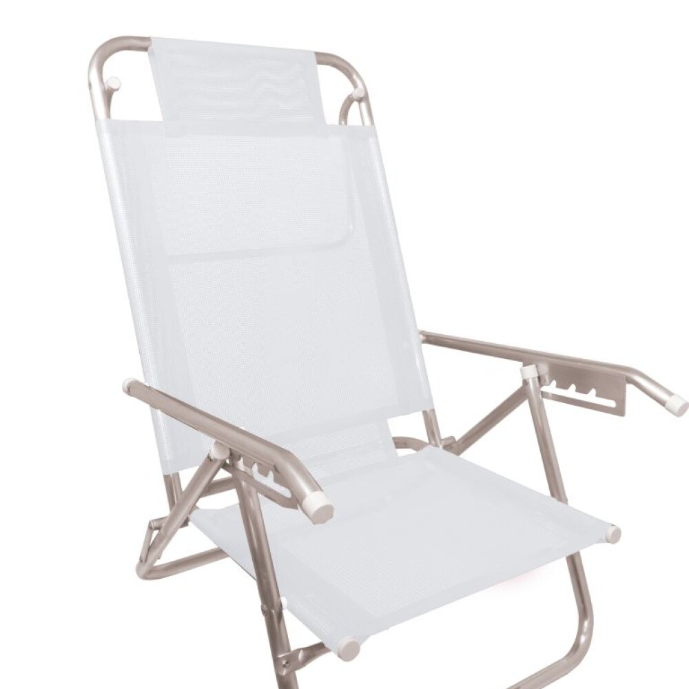Reposera Baja en aluminio c/posiciones Baño de Sol Clasic BLANCA