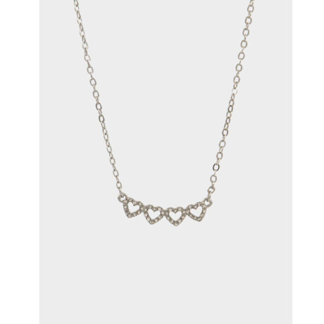 Collar Con Corazones Plateado