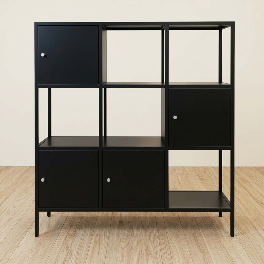 ESTANTERIA CON GUARDADO METAL NEGRO OLIVIA