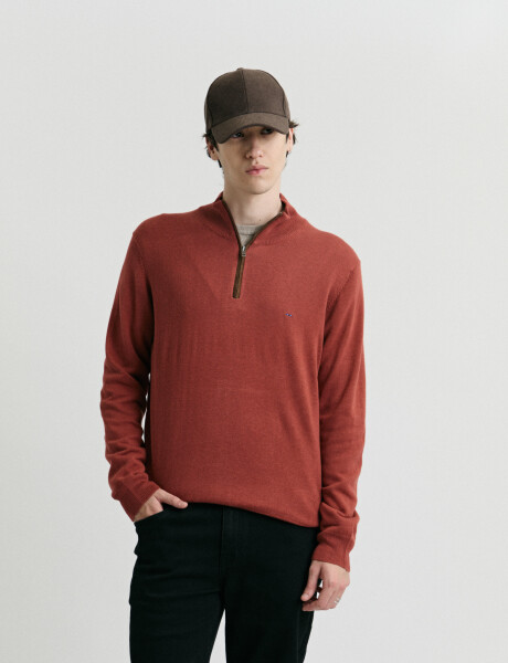 470996 SWEATER MEDIO CIERRE HARRINGTON LABEL Ladrillo