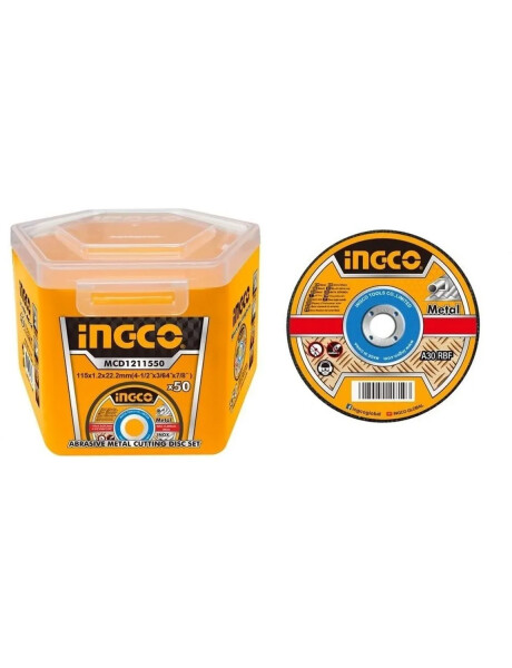 Pack 50 discos de corte para metal 4 1/2" x 1.2mm Ingco Super Select Pack 50 discos de corte para metal 4 1/2" x 1.2mm Ingco Super Select