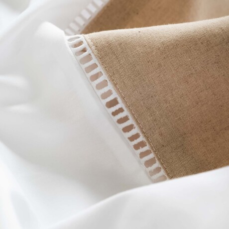 JUEGO DE SABANAS 180 HILOS 1 PLAZA ALGODON NATURAL-BEIGE GUARDA DE LINO BEIGE
