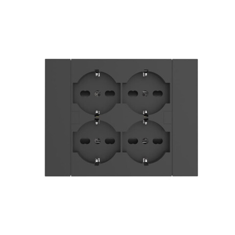 Plaqueta 4 tomas schuko negra p/caja llana M47162
