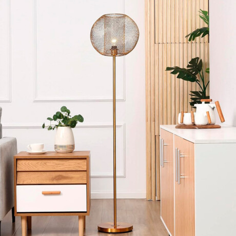 Lámpara De Pie Elegante Metal Moderna Estilo Glam Dorado