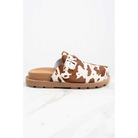 Zueco Animal Print Vaca Marrón