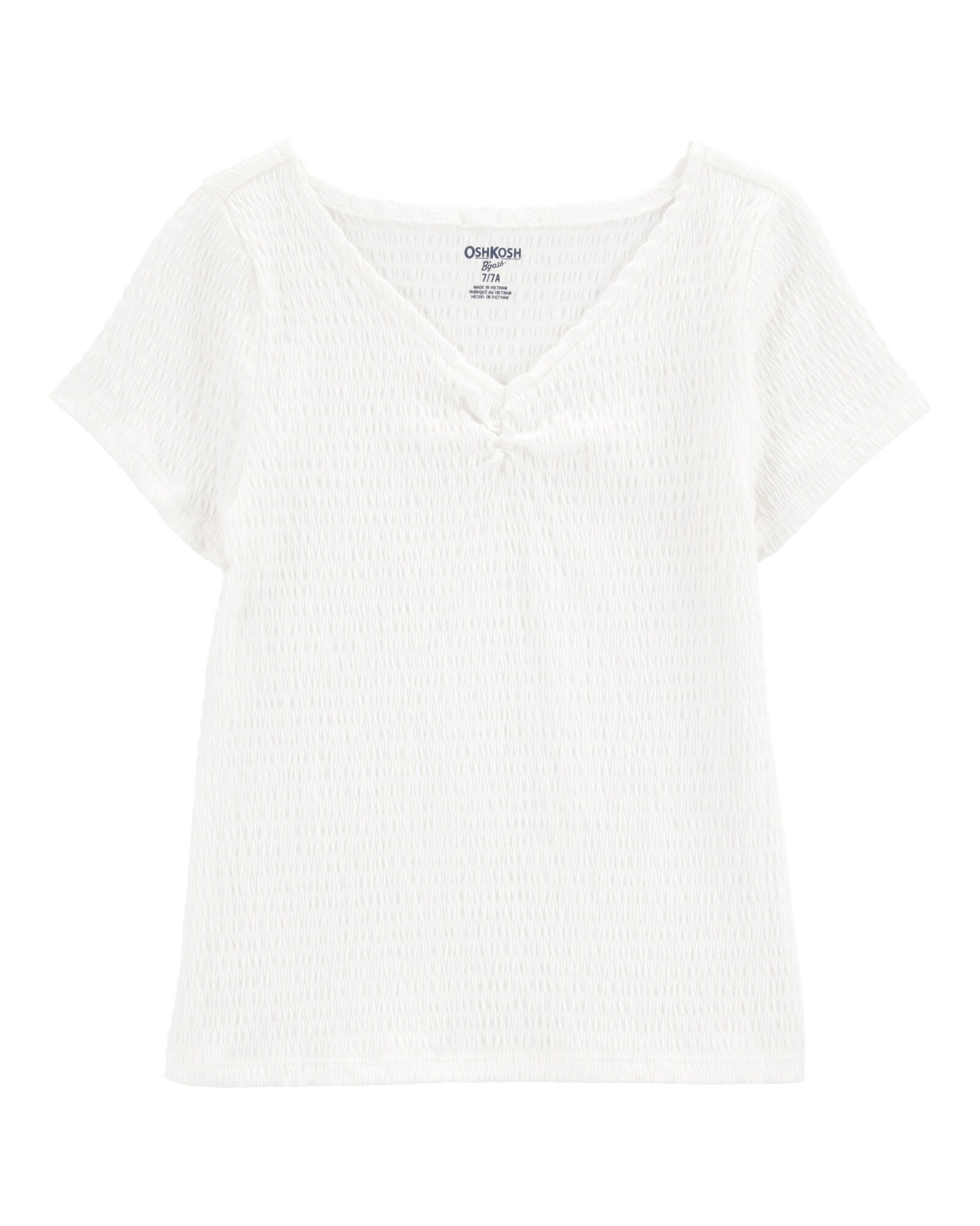 Remera de algodón, texturada, blanca Sin color