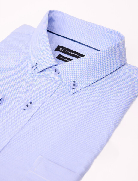Camisa m/ micro pie de pulle azul