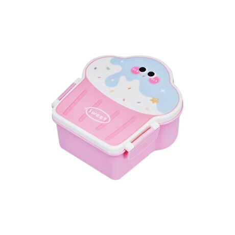 Vianda con división y cubiertos 17x16x8cm Cupcake Rosado