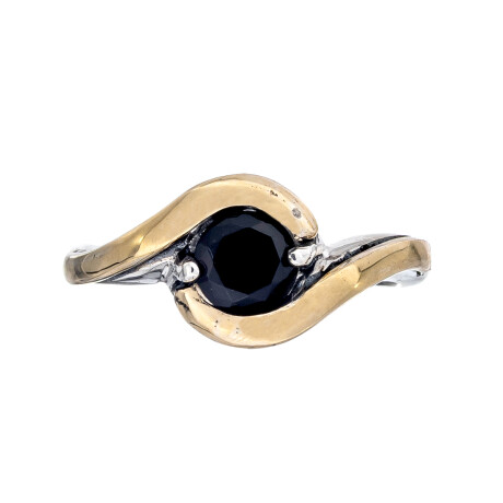 Anillo de plata 925 y double en oro 18 ktes con circonia. Anillo de plata 925 y double en oro 18 ktes con circonia.
