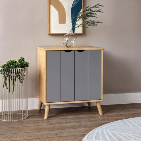Armario aparador en madera maciza 2 puertas MADERA-GRIS