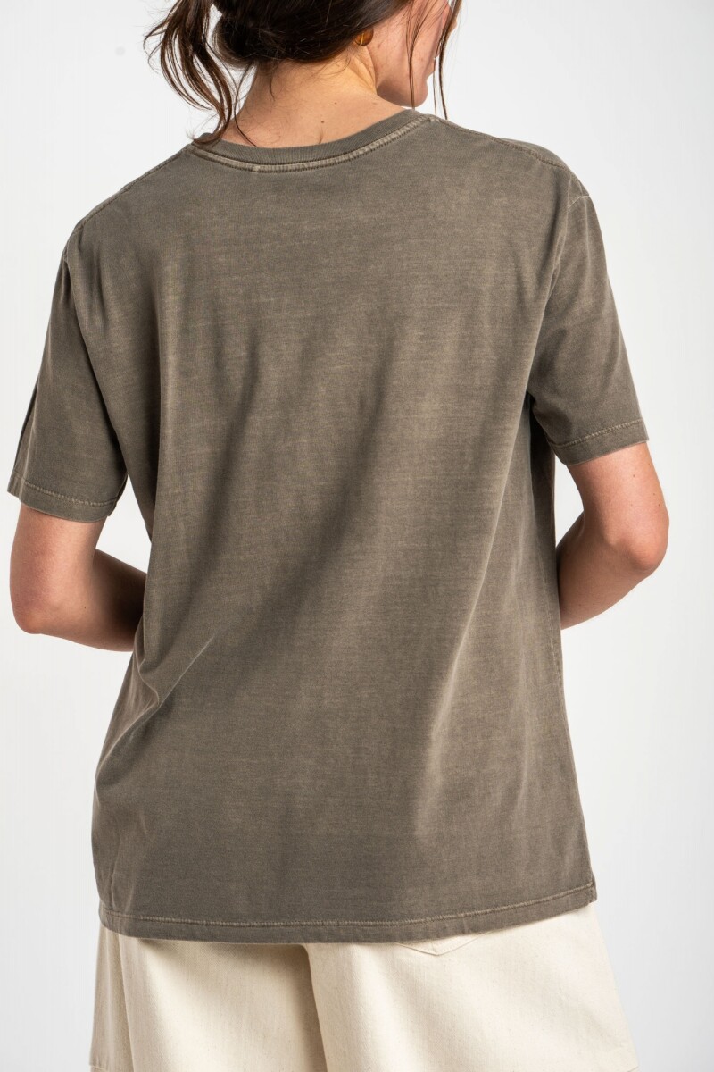 Remera Lisa Lavada Algodón Oliva