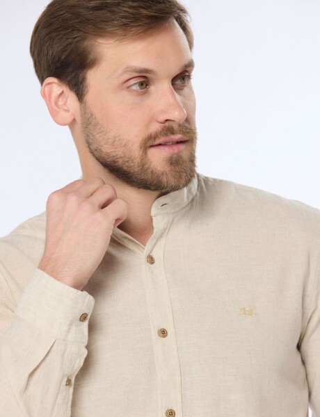 CAMISA DE LINO CUELLO MAO Beige