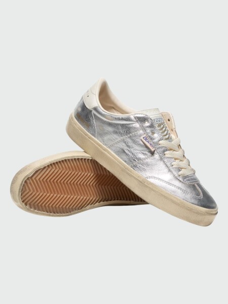 Golden Goose-Championes de cuero acordonados, Soul star Plateado
