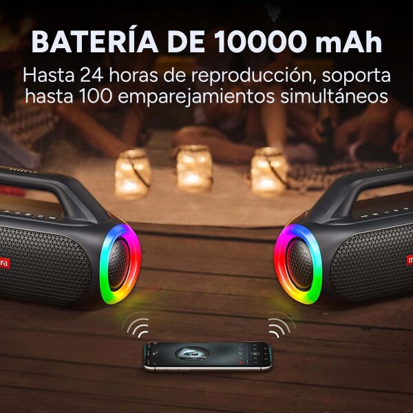 Parlante Bluetooth Portátil Mifa Inalámbrico IP67 60W Wildbox Color Negro