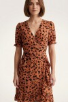 VESTIDO M/C ESCOTE EN V ANIMAL PRINT MARRON