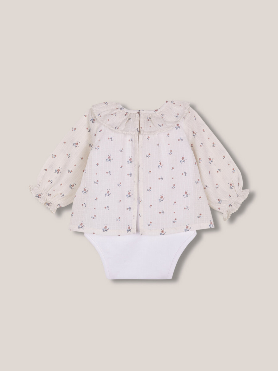 Camisa Body Estampada Blanco Roto