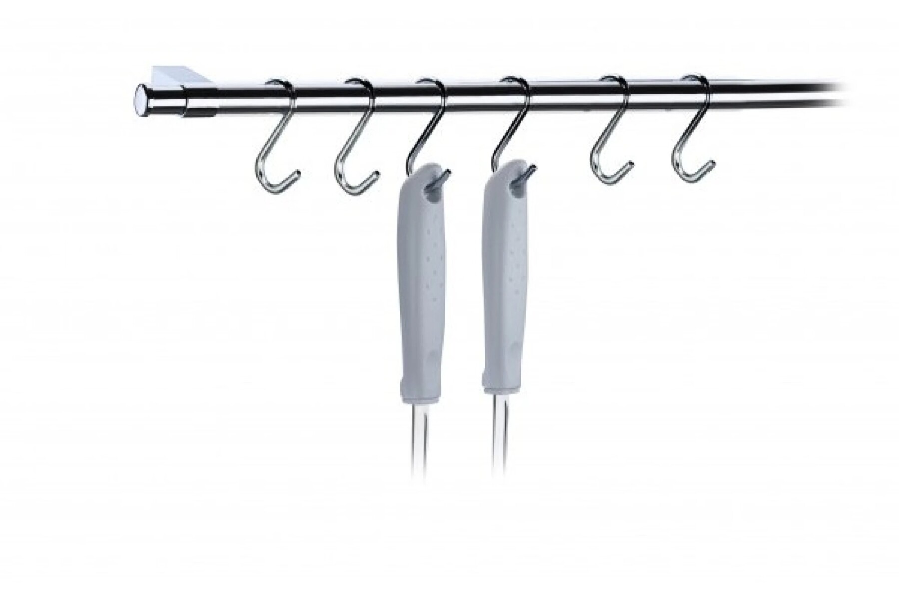 SET 6 GANCHOS P/BARRA ACERO INOX. 