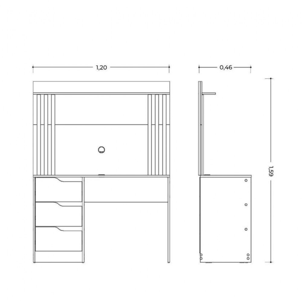 Escritorio 3 Cajones con panel para TV - Infinite Escritorio 3 Cajones con panel para TV - Infinite