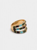 Anillo Efecto Triple Con Esmaltado multicolor