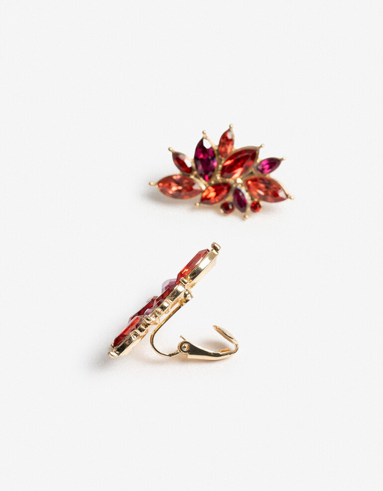 Aros Clips Strass Aros Clips Strass - Rojo Medio