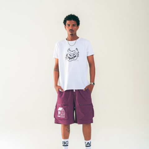 BERMUDA NYLON LOGO BORDEAUX