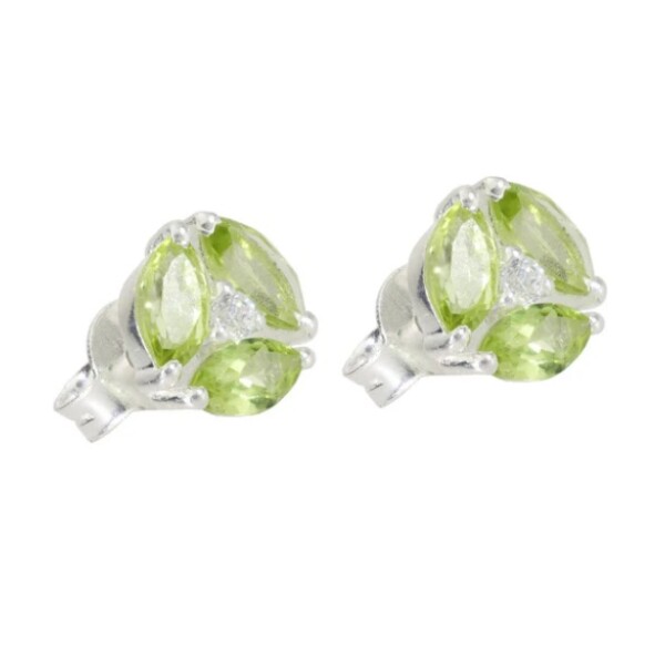 Caravanas Eloisa- Plata rodinada 925-Piedra Topacio blanco y Peridoto-CA2007 Conpiedra