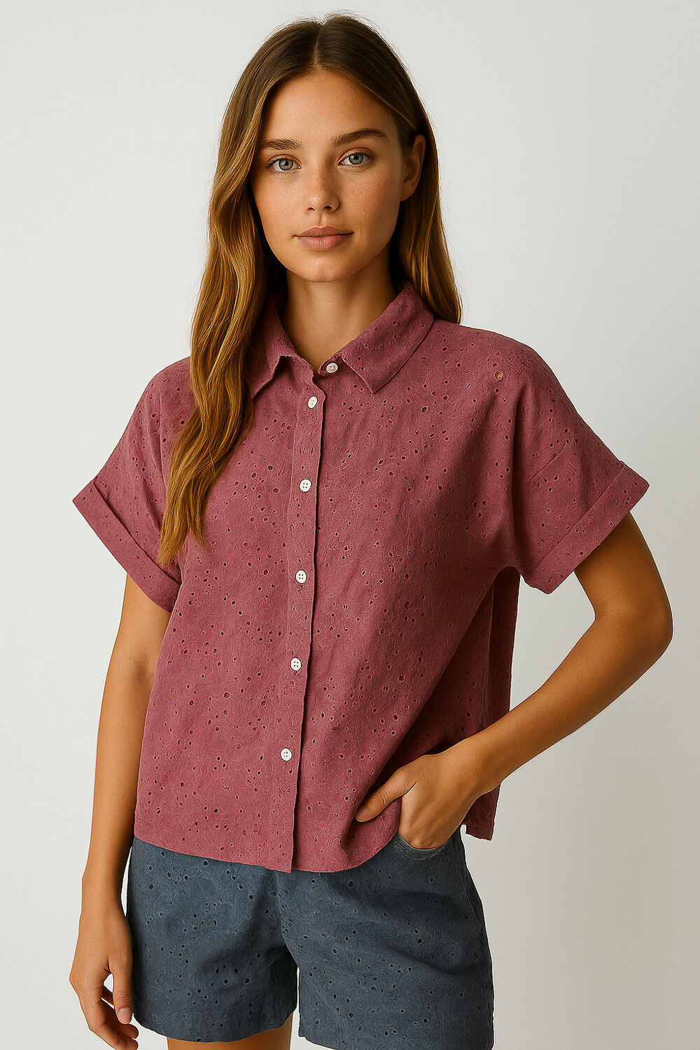 Camisa Solva Bordeaux Claro